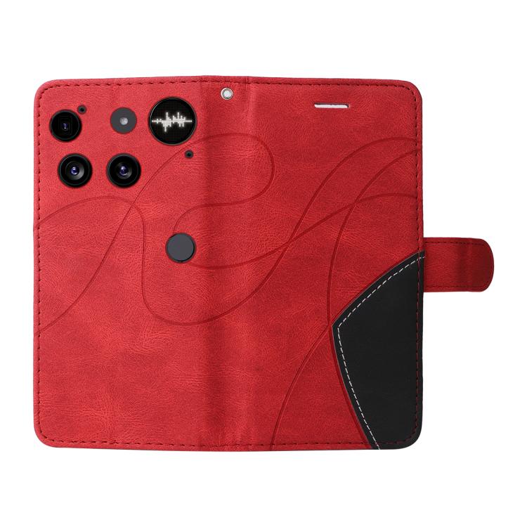 For Nothing Phone 3 Dual-color Splicing Flip Leather Phone Case(Red)