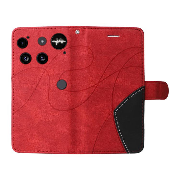 For Nothing Phone 3 Dual-color Splicing Flip Leather Phone Case(Red)