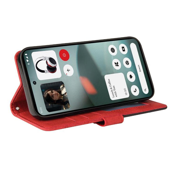 For Nothing Phone 3 Dual-color Splicing Flip Leather Phone Case(Red)
