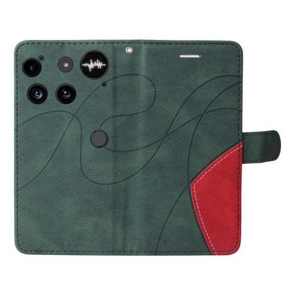 For Nothing Phone 3 Dual-color Splicing Flip Leather Phone Case(Green)