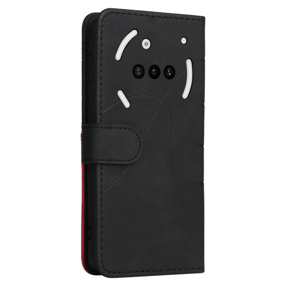 For Nothing Phone 3A Dual-color Splicing Flip Leather Phone Case(Black)