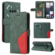 For Nothing Phone 3A Dual-color Splicing Flip Leather Phone Case(Green)