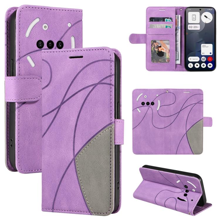 For Nothing Phone 3A Dual-color Splicing Flip Leather Phone Case(Purple)