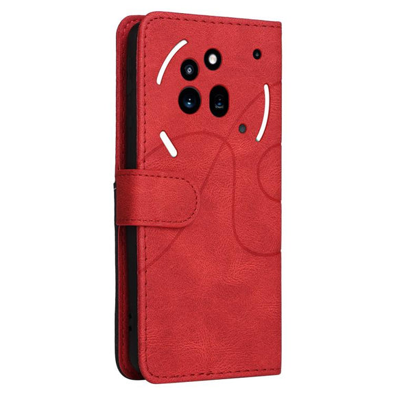 For Nothing Phone 3A Pro Dual-color Splicing Flip Leather Phone Case(Red)