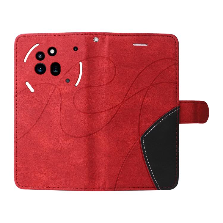 For Nothing Phone 3A Pro Dual-color Splicing Flip Leather Phone Case(Red)
