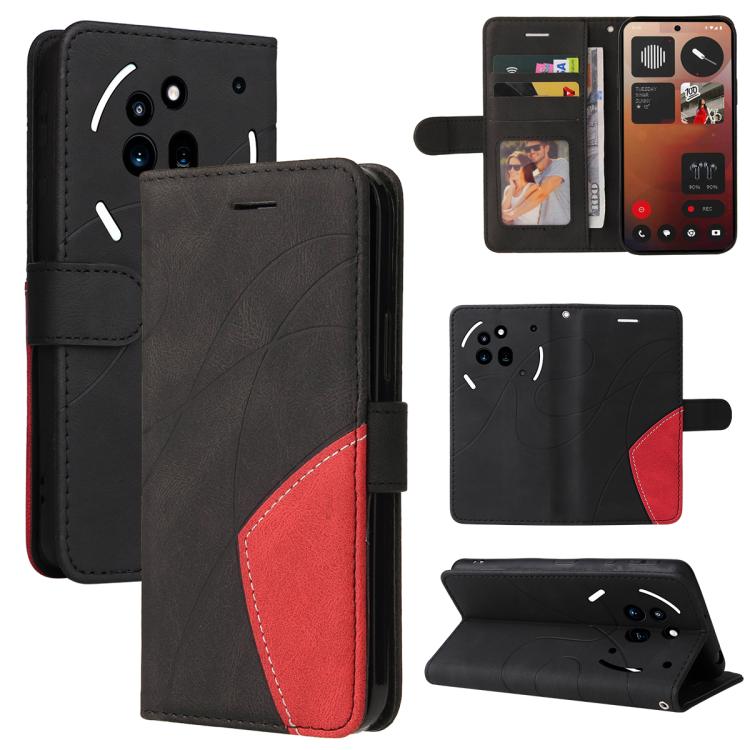 For Nothing Phone 3A Pro Dual-color Splicing Flip Leather Phone Case(Black)