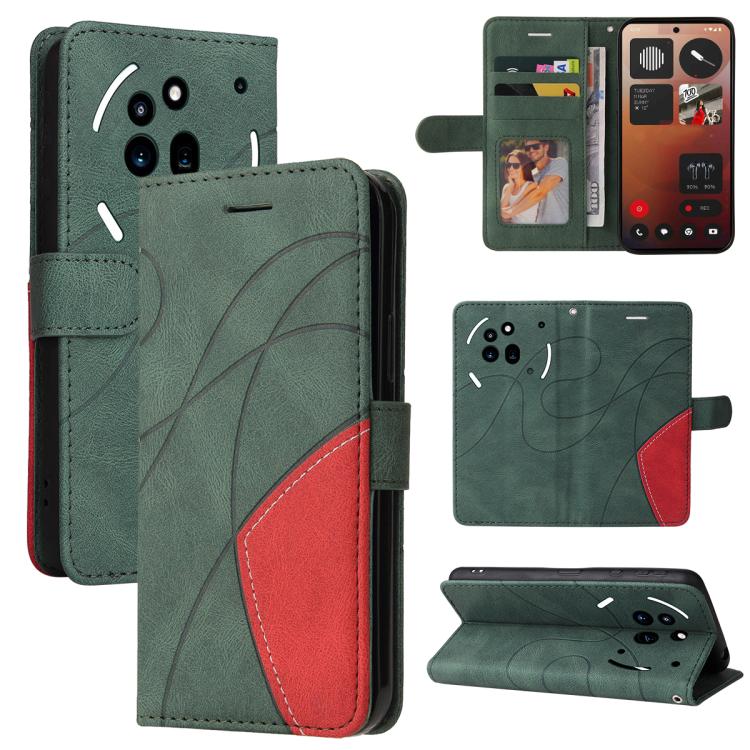For Nothing Phone 3A Pro Dual-color Splicing Flip Leather Phone Case(Green)