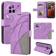 For Nothing Phone 3A Pro Dual-color Splicing Flip Leather Phone Case(Purple)
