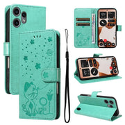 For Nothing CMF Phone 2 Pro Cat and Bee Embossed Flip Leather Phone Case(Green)