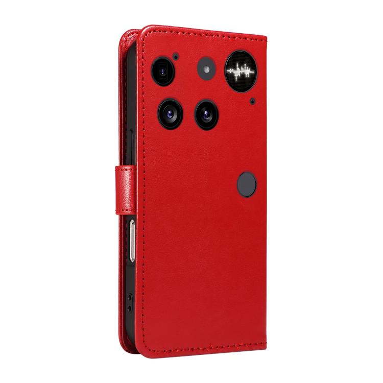 For Nothing Phone 3 Cat and Bee Embossed Flip Leather Phone Case(Red)
