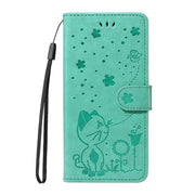 For Nothing Phone 3 Cat and Bee Embossed Flip Leather Phone Case(Green)