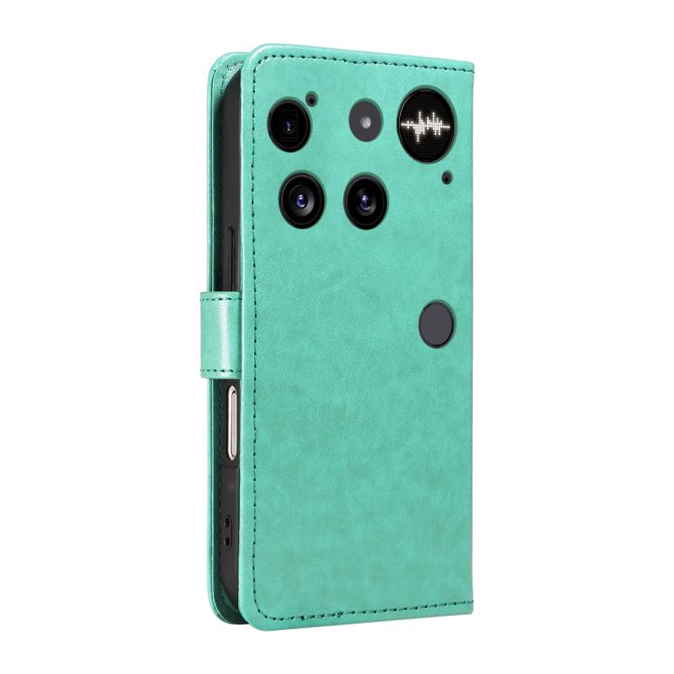 For Nothing Phone 3 Cat and Bee Embossed Flip Leather Phone Case(Green)