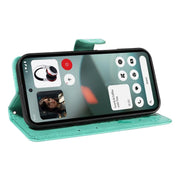 For Nothing Phone 3 Cat and Bee Embossed Flip Leather Phone Case(Green)