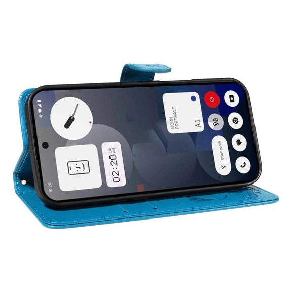 For Nothing Phone 3A Cat and Bee Embossed Flip Leather Phone Case(Blue)