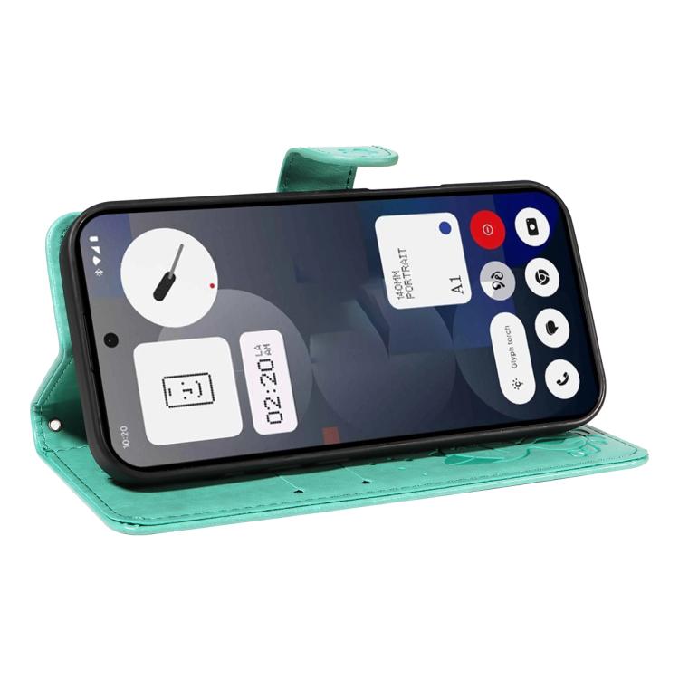 For Nothing Phone 3A Cat and Bee Embossed Flip Leather Phone Case(Green)