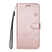 For Nothing Phone 3A Cat and Bee Embossed Flip Leather Phone Case(Rose Gold)