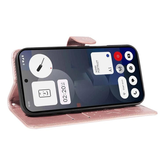 For Nothing Phone 3A Cat and Bee Embossed Flip Leather Phone Case(Rose Gold)
