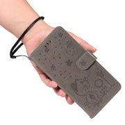 For Nothing Phone 3A Pro Cat and Bee Embossed Flip Leather Phone Case(Grey)