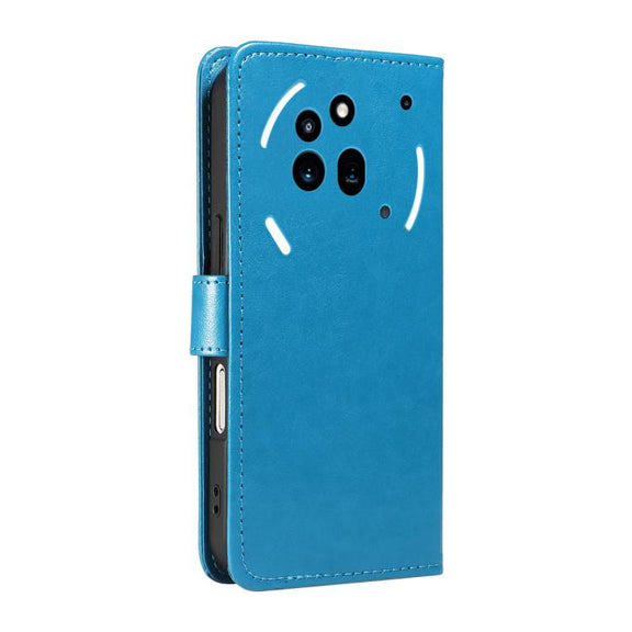 For Nothing Phone 3A Pro Cat and Bee Embossed Flip Leather Phone Case(Blue)