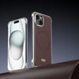 For iPhone 15 J TRIBE Metal Frameless Plain Leather MagSafe Phone Case(Brown) - free shipping - PMC TechLife - Order now!