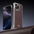 For iPhone 16 Pro Max J TRIBE Metal Frameless Plain Leather MagSafe Phone Case(Brown) - free shipping - PMC TechLife - Order now!
