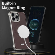 For iPhone 15 J TRIBE Metal Frameless Plain Leather MagSafe Phone Case(Black)