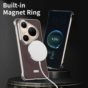 For Huawei Pura 80 5G J TRIBE Metal Frameless Plain Leather MagSafe Phone Case(Brown)
