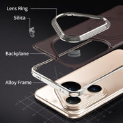 For Huawei Pura 80 5G J TRIBE Metal Frameless Plain Leather MagSafe Phone Case(Brown)