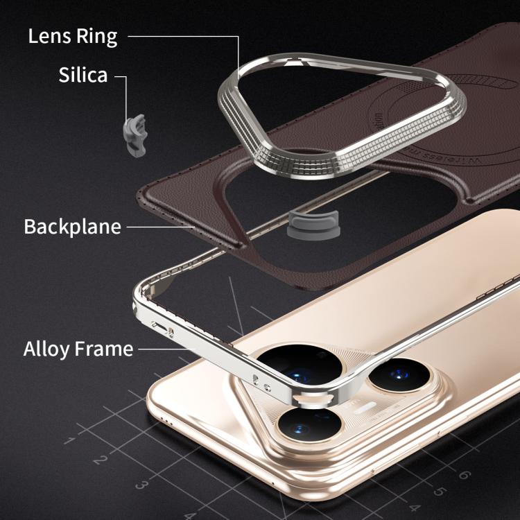 For Huawei Pura 80 5G J TRIBE Metal Frameless Plain Leather MagSafe Phone Case(Brown)