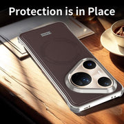 For Huawei Pura 80 5G J TRIBE Metal Frameless Plain Leather MagSafe Phone Case(Brown)