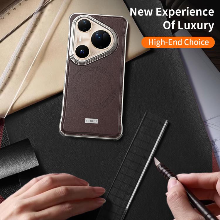 For Huawei Pura 80 Pro 5G J TRIBE Metal Frameless Plain Leather MagSafe Phone Case(Black)