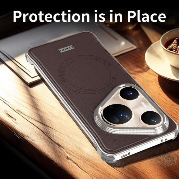 For Huawei Pura 80 Pro 5G J TRIBE Metal Frameless Plain Leather MagSafe Phone Case(Black)