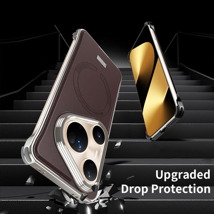 For Huawei Pura 80 Pro+ 5G J TRIBE Metal Frameless Plain Leather MagSafe Phone Case(Black)