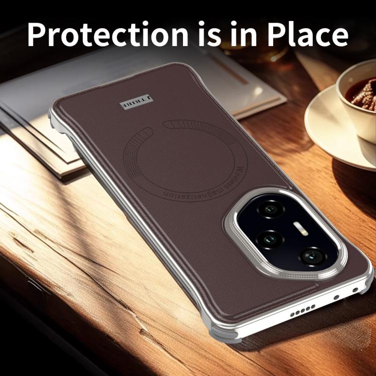 For Honor 300 J TRIBE Metal Frameless Plain Leather MagSafe Phone Case(Black)