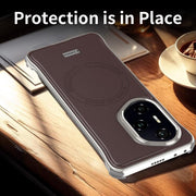For Honor 300 J TRIBE Metal Frameless Plain Leather MagSafe Phone Case(Black)