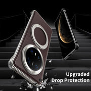 For Huawei Mate 60 Pro+ Metal Frameless Plain Leather MagSafe Holder Phone Case(Brown)