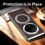For Huawei Mate 70 Pro+ Metal Frameless Plain Leather MagSafe Holder Phone Case(Black)