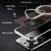 For Huawei Pura 70 Pro Metal Frameless Plain Leather MagSafe Holder Phone Case(Black)