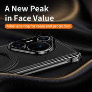 For Huawei Pura 70 Pro Metal Frameless Plain Leather MagSafe Holder Phone Case(Black)