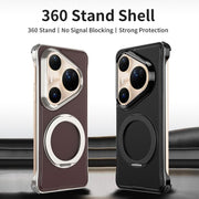 For Huawei Pura 80 Pro 5G Metal Frameless Plain Leather MagSafe Holder Phone Case(Brown)