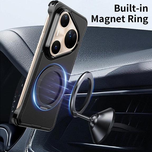 For Huawei Pura 80 Pro 5G Metal Frameless Plain Leather MagSafe Holder Phone Case(Brown)
