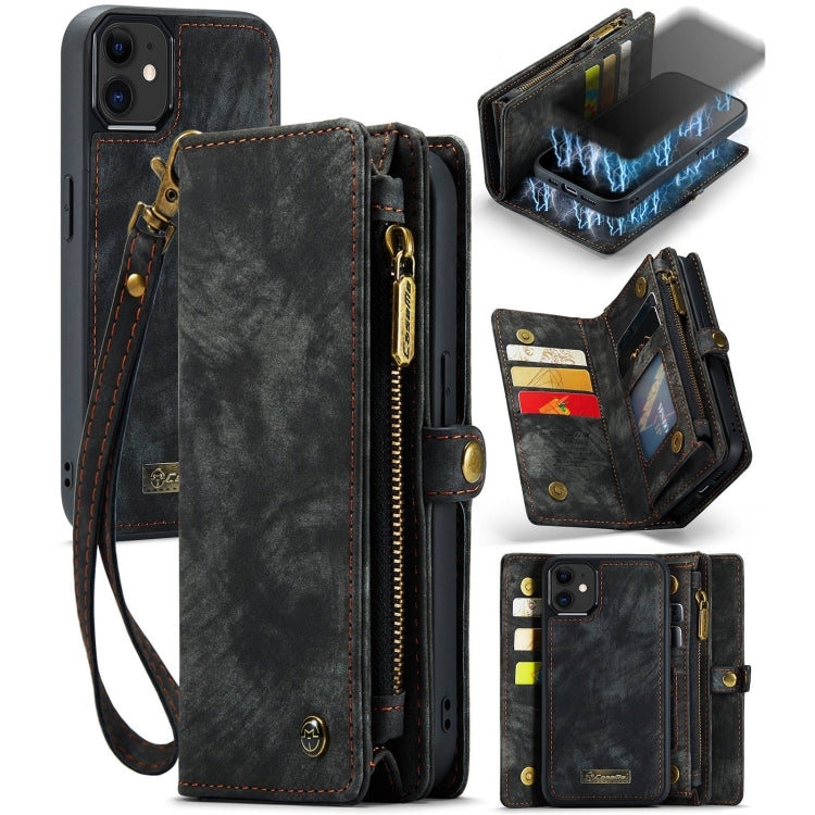 For iPhone 12 mini CaseMe-008 Detachable Multifunctional Wallet Leather Phone Case (Black)