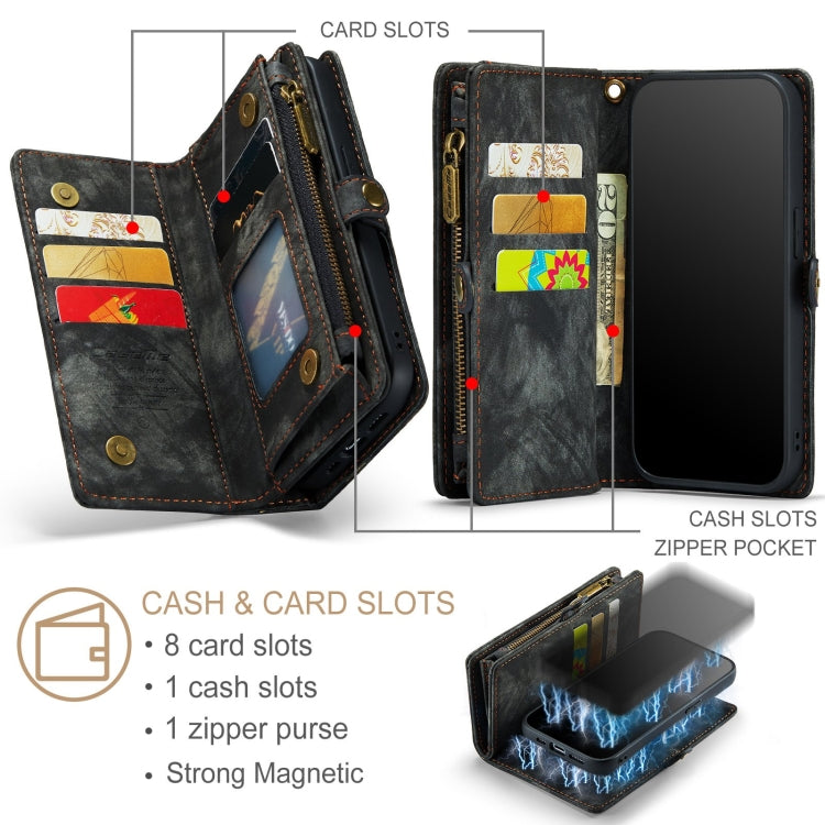 For iPhone 12 mini CaseMe-008 Detachable Multifunctional Wallet Leather Phone Case (Black)