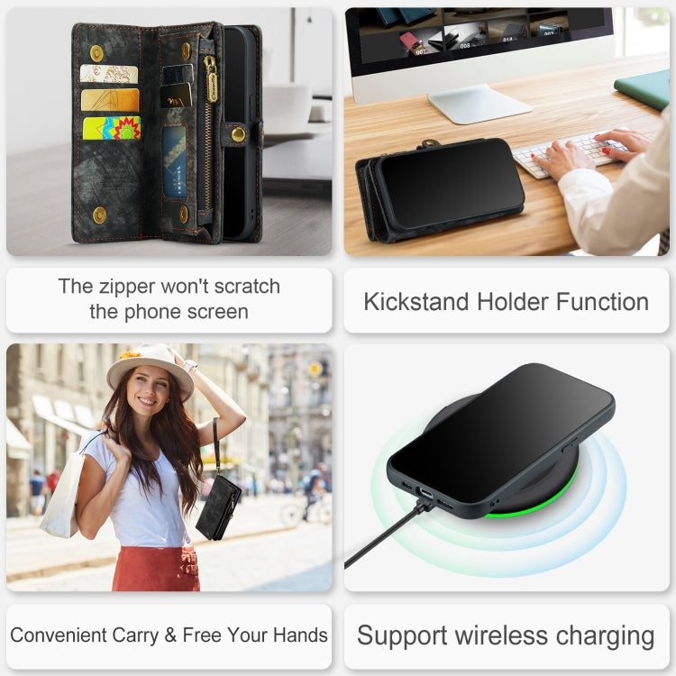 For iPhone 12 mini CaseMe-008 Detachable Multifunctional Wallet Leather Phone Case (Black)