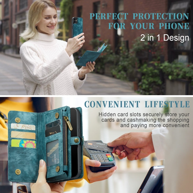 For iPhone 12 mini CaseMe-008 Detachable Multifunctional Wallet Leather Phone Case (Blue)