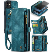 For iPhone 12 mini CaseMe-008 Detachable Multifunctional Wallet Leather Phone Case (Blue)