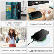 For iPhone 12 mini CaseMe-008 Detachable Multifunctional Wallet Leather Phone Case (Blue)