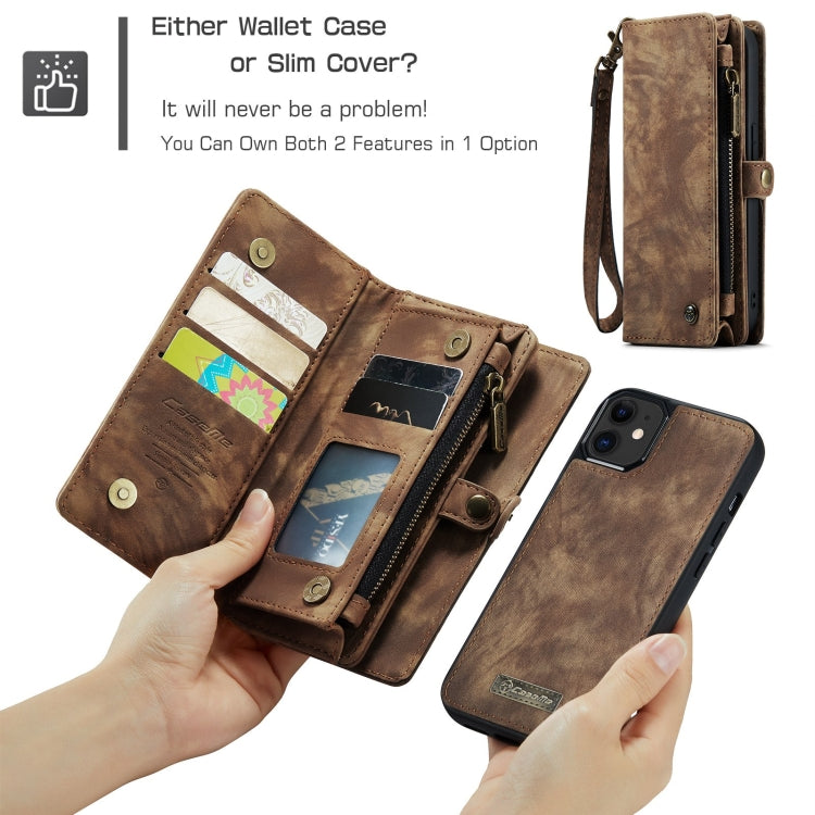 For iPhone 12 mini CaseMe-008 Detachable Multifunctional Wallet Leather Phone Case (Brown)