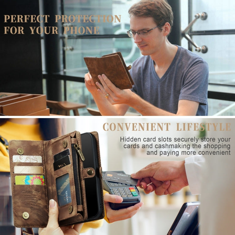 For iPhone 12 mini CaseMe-008 Detachable Multifunctional Wallet Leather Phone Case (Brown)