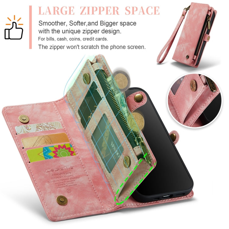 For iPhone 12 mini CaseMe-008 Detachable Multifunctional Wallet Leather Phone Case (Pink)